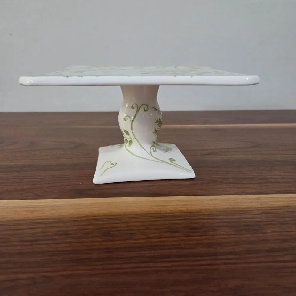 Vintage Bath & Body Works Floral Pedestal Candle Holder 7x7